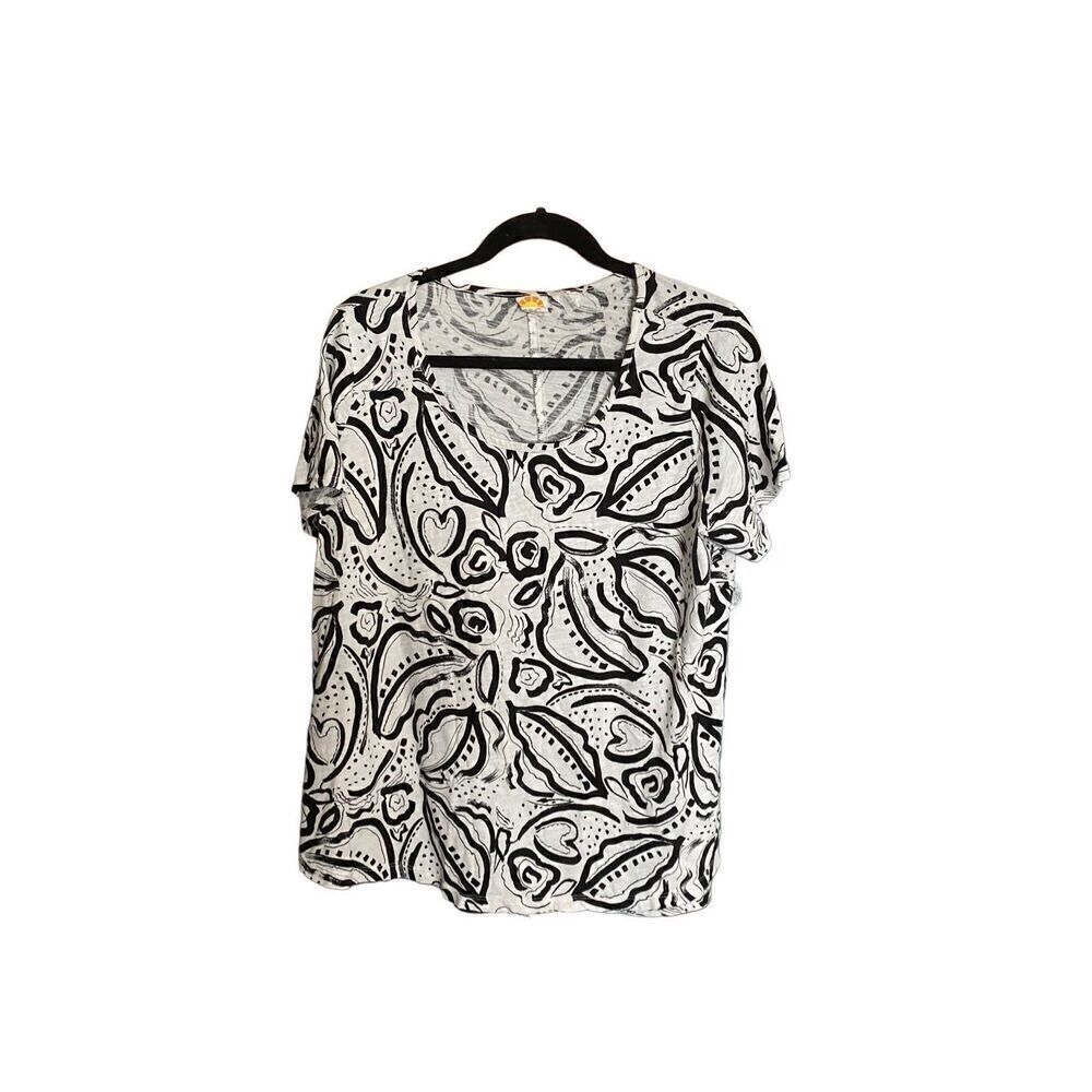 C&C California women’s black and white abstract print short sleeve T-shirt S/one